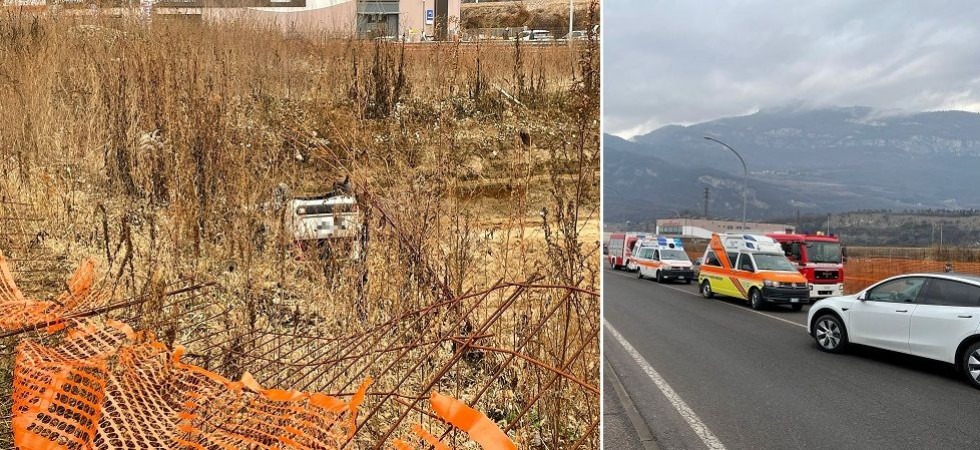 Perde il controllo dell'auto e finisce fuori strada dopo un salto di oltre 2 metri: paura a Rovereto